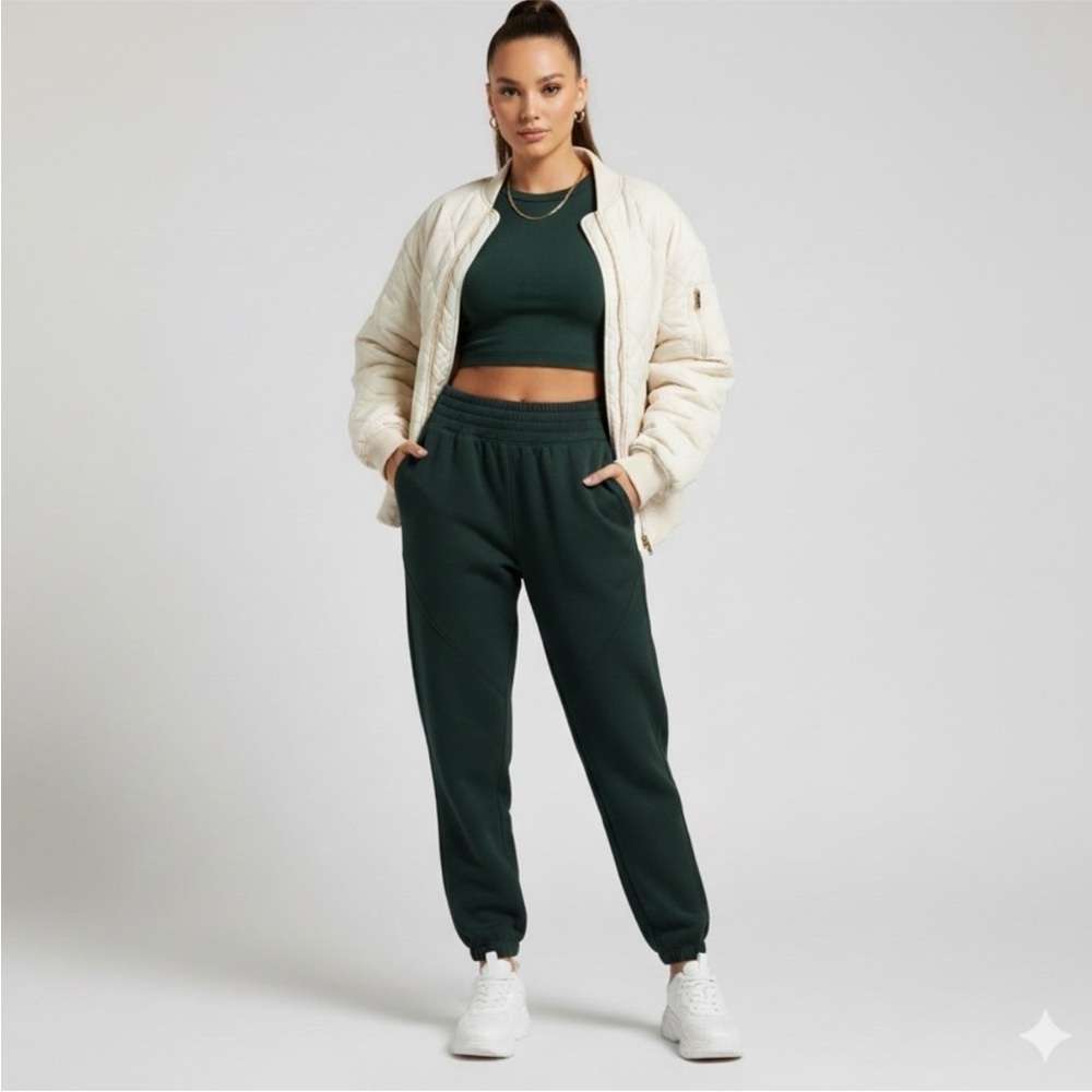 Abercrombie YPB Women's Dark Green High-Waist Jogger Pants Short XS